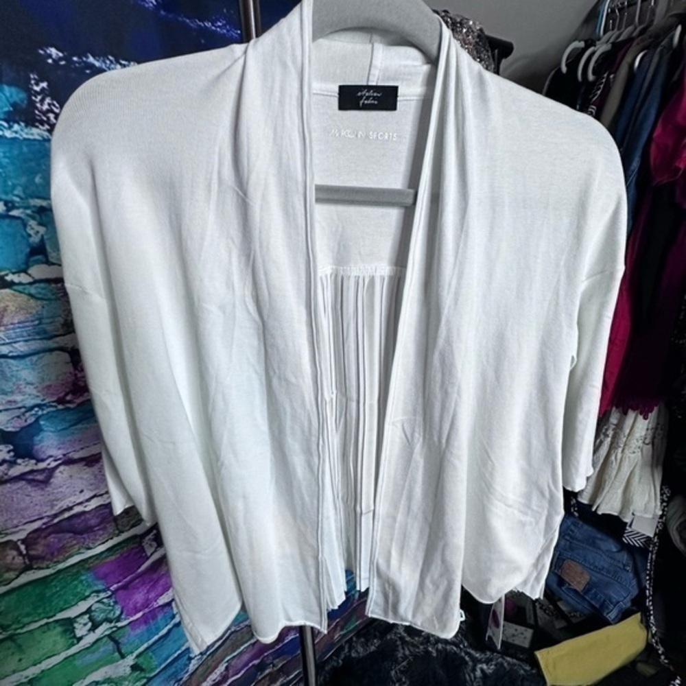 Marc Cain Sports Wear, Lightweight Pleated Open Cardigan, Size 14 NWT